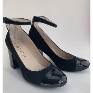 Pump Heels Unisa Black 3 Inch W/Strap Size 6 Comfortable And Gorgeous/Versatile.